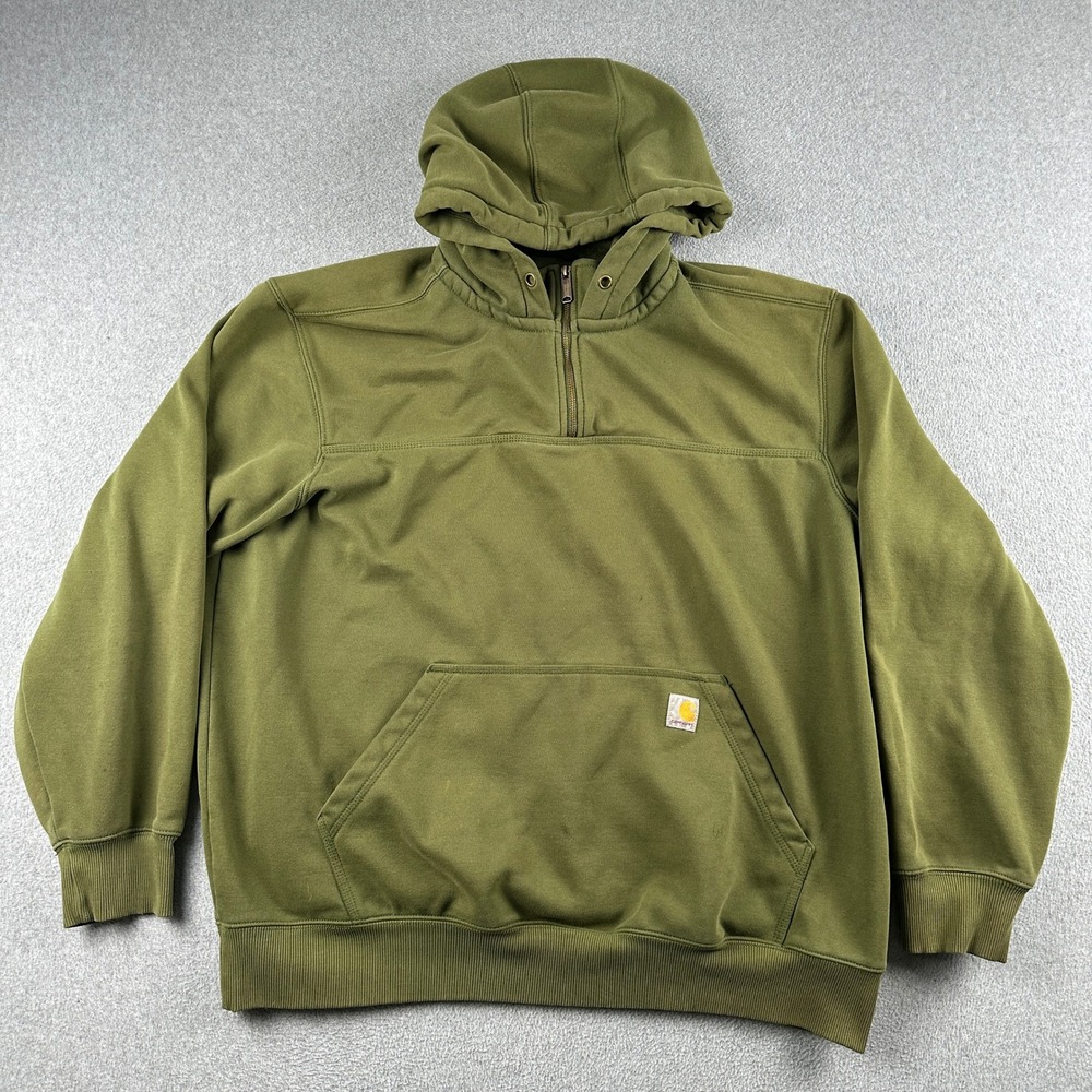 Carhartt Hoodie Mens 2XL TS0617-M Rain Defender Green Quarter-Zip Attribute